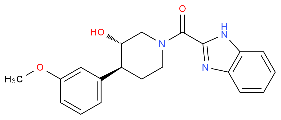 (3S*,4S*)-1-(1H-benzimidazol-2-ylcarbonyl)-4-(3-methoxyphenyl)piperidin-3-ol_分子结构_CAS_)