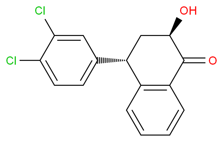 (2R,4S)-4-(3,4-dichlorophenyl)-2-hydroxy-1,2,3,4-tetrahydronaphthalen-1-one_分子结构_CAS_124345-10-4