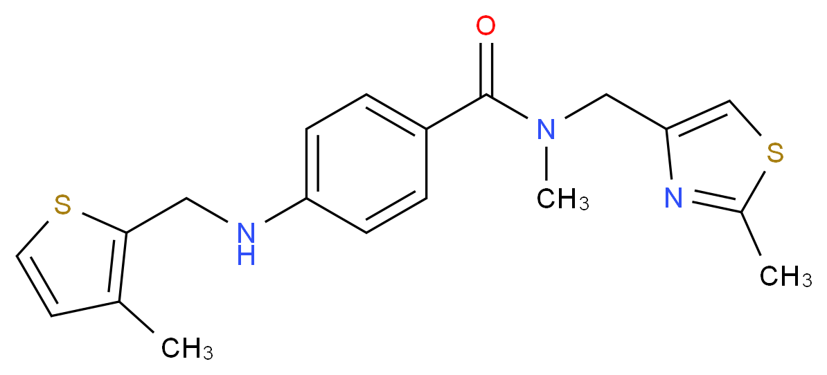 N-methyl-N-[(2-methyl-1,3-thiazol-4-yl)methyl]-4-{[(3-methyl-2-thienyl)methyl]amino}benzamide_分子结构_CAS_)