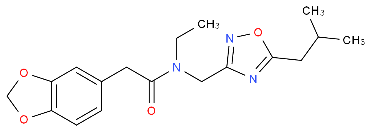 2-(1,3-benzodioxol-5-yl)-N-ethyl-N-[(5-isobutyl-1,2,4-oxadiazol-3-yl)methyl]acetamide_分子结构_CAS_)