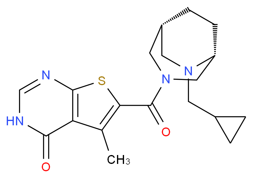 6-{[(1R*,5R*)-6-(cyclopropylmethyl)-3,6-diazabicyclo[3.2.2]non-3-yl]carbonyl}-5-methylthieno[2,3-d]pyrimidin-4(3H)-one_分子结构_CAS_)