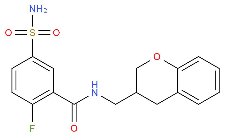 5-(aminosulfonyl)-N-(3,4-dihydro-2H-chromen-3-ylmethyl)-2-fluorobenzamide_分子结构_CAS_)