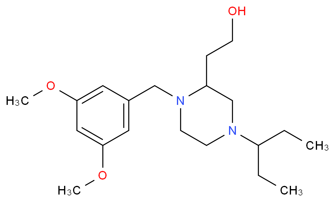 2-[1-(3,5-dimethoxybenzyl)-4-(1-ethylpropyl)-2-piperazinyl]ethanol_分子结构_CAS_)