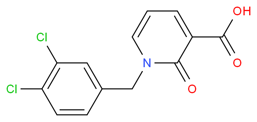 1-(3,4-Dichloro-benzyl)-2-oxo-1,2-dihydro-pyridine-3-carboxylic acid_分子结构_CAS_64488-03-5)