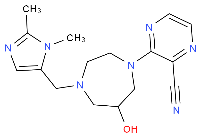 3-{4-[(1,2-dimethyl-1H-imidazol-5-yl)methyl]-6-hydroxy-1,4-diazepan-1-yl}pyrazine-2-carbonitrile_分子结构_CAS_)