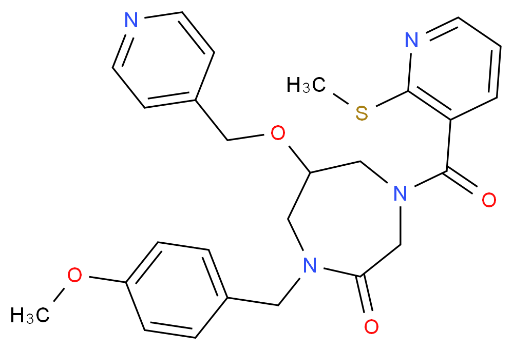 1-(4-methoxybenzyl)-4-{[2-(methylthio)-3-pyridinyl]carbonyl}-6-(4-pyridinylmethoxy)-1,4-diazepan-2-one_分子结构_CAS_)