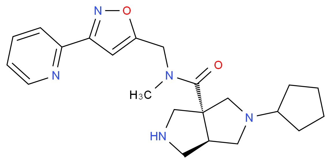(3aR*,6aR*)-2-cyclopentyl-N-methyl-N-[(3-pyridin-2-ylisoxazol-5-yl)methyl]hexahydropyrrolo[3,4-c]pyrrole-3a(1H)-carboxamide_分子结构_CAS_)