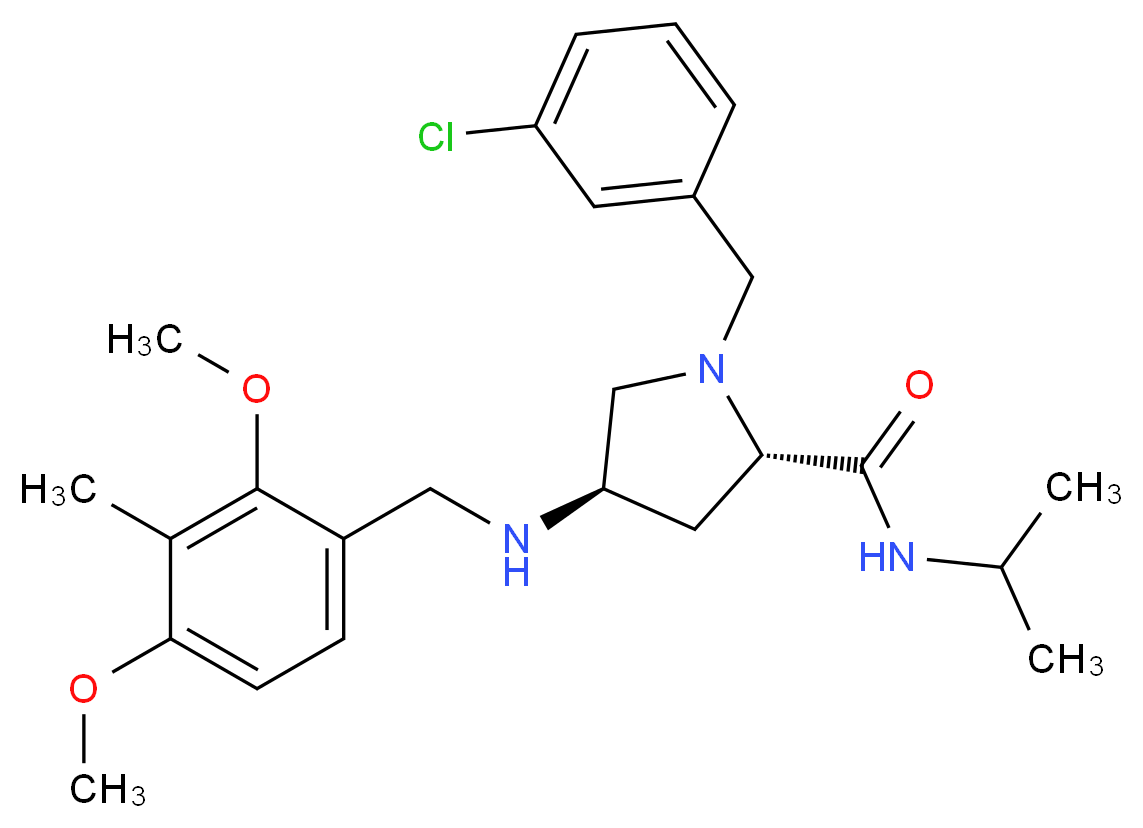 (4R)-1-(3-chlorobenzyl)-4-[(2,4-dimethoxy-3-methylbenzyl)amino]-N-isopropyl-L-prolinamide_分子结构_CAS_)