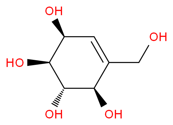 (1S,2S,3S,4R)-5-(hydroxymethyl)cyclohex-5-ene-1,2,3,4-tetrol_分子结构_CAS_111136-25-5