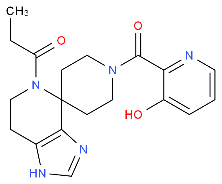 2-[(5-propionyl-1,5,6,7-tetrahydro-1'H-spiro[imidazo[4,5-c]pyridine-4,4'-piperidin]-1'-yl)carbonyl]pyridin-3-ol_分子结构_CAS_)