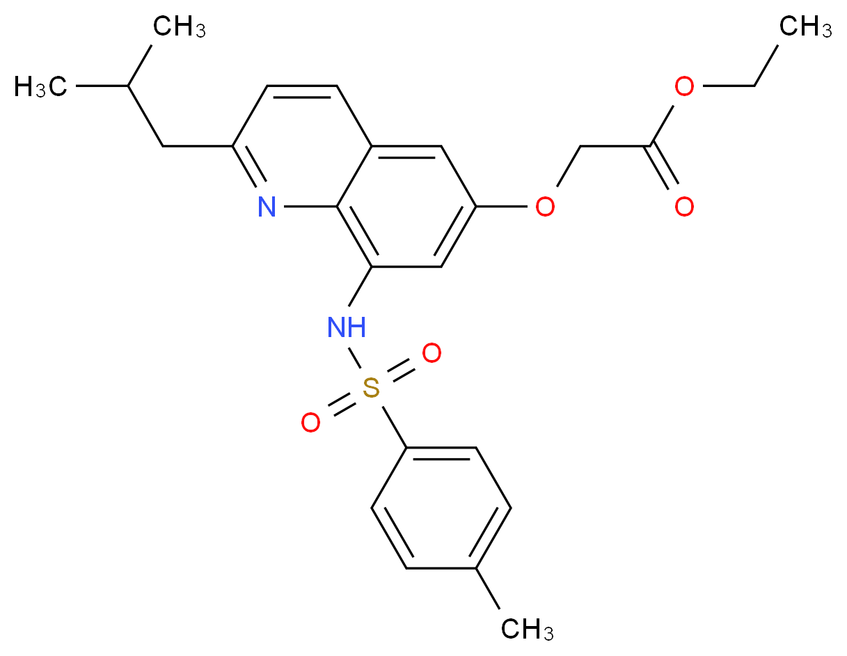 Ethyl 2-(2-Isobutyl-6-quinolyloxy-8-p-toluenesulfonamido)acetate_分子结构_CAS_316124-91-1)