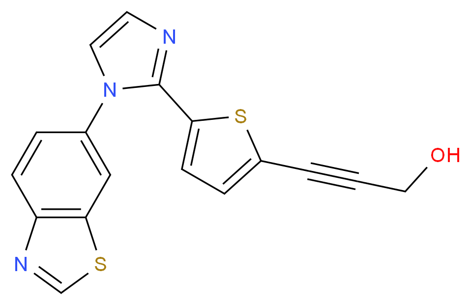 3-{5-[1-(1,3-benzothiazol-6-yl)-1H-imidazol-2-yl]-2-thienyl}prop-2-yn-1-ol_分子结构_CAS_)