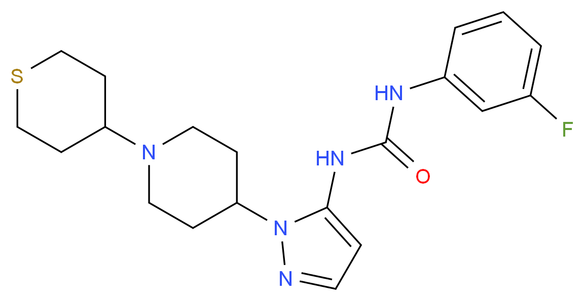 N-(3-fluorophenyl)-N'-{1-[1-(tetrahydro-2H-thiopyran-4-yl)-4-piperidinyl]-1H-pyrazol-5-yl}urea_分子结构_CAS_)