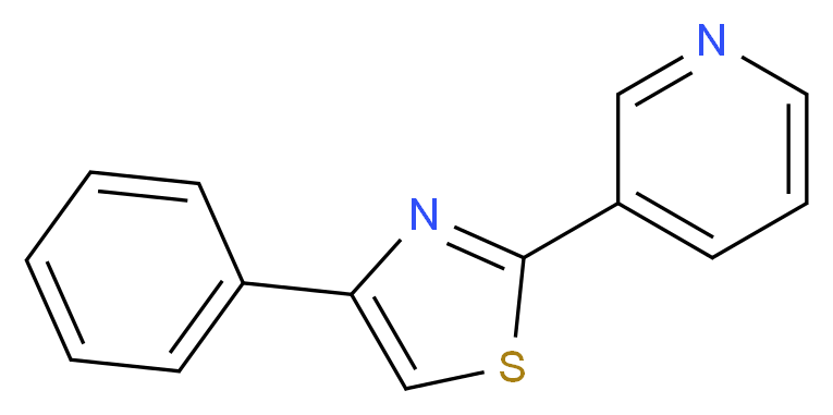 4-苯基-2-(3-吡啶基)噻唑_分子结构_CAS_70031-86-6)