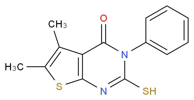 2-Mercapto-5,6-dimethyl-3-phenyl-3H-thieno[2,3-d]pyrimidin-4-one_分子结构_CAS_59898-64-5)