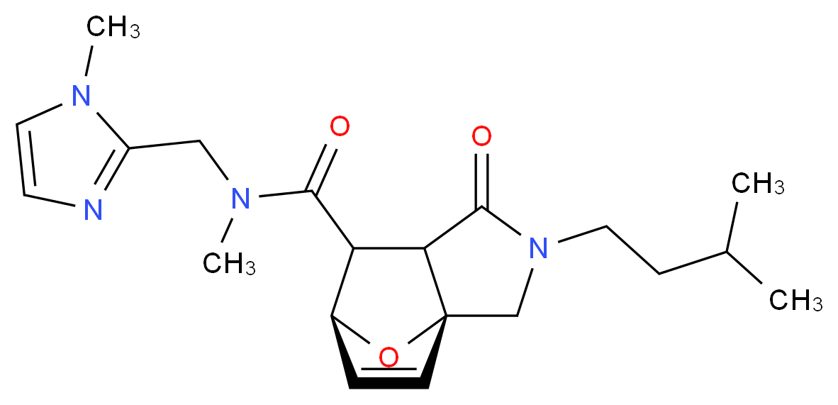 (3aR*,6S*)-N-methyl-2-(3-methylbutyl)-N-[(1-methyl-1H-imidazol-2-yl)methyl]-1-oxo-1,2,3,6,7,7a-hexahydro-3a,6-epoxyisoindole-7-carboxamide_分子结构_CAS_)