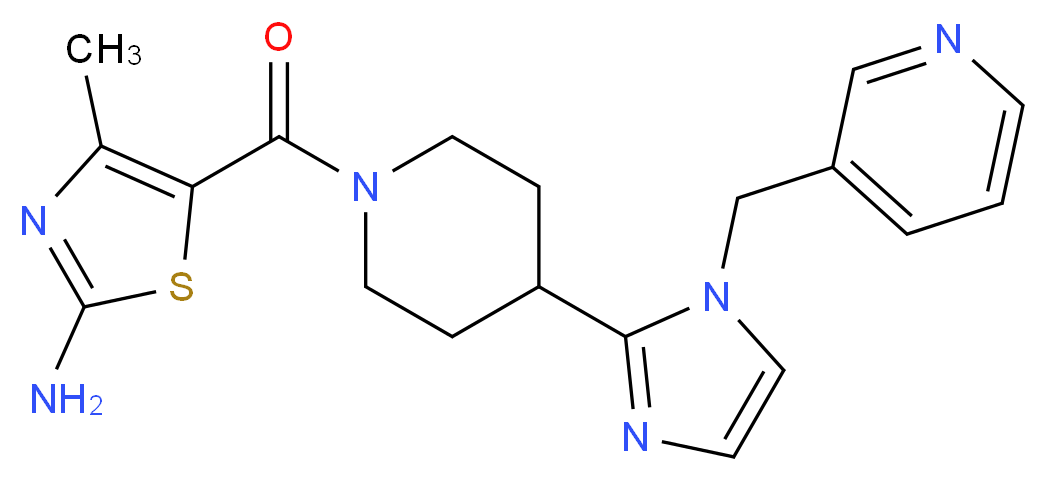 4-methyl-5-({4-[1-(pyridin-3-ylmethyl)-1H-imidazol-2-yl]piperidin-1-yl}carbonyl)-1,3-thiazol-2-amine_分子结构_CAS_)