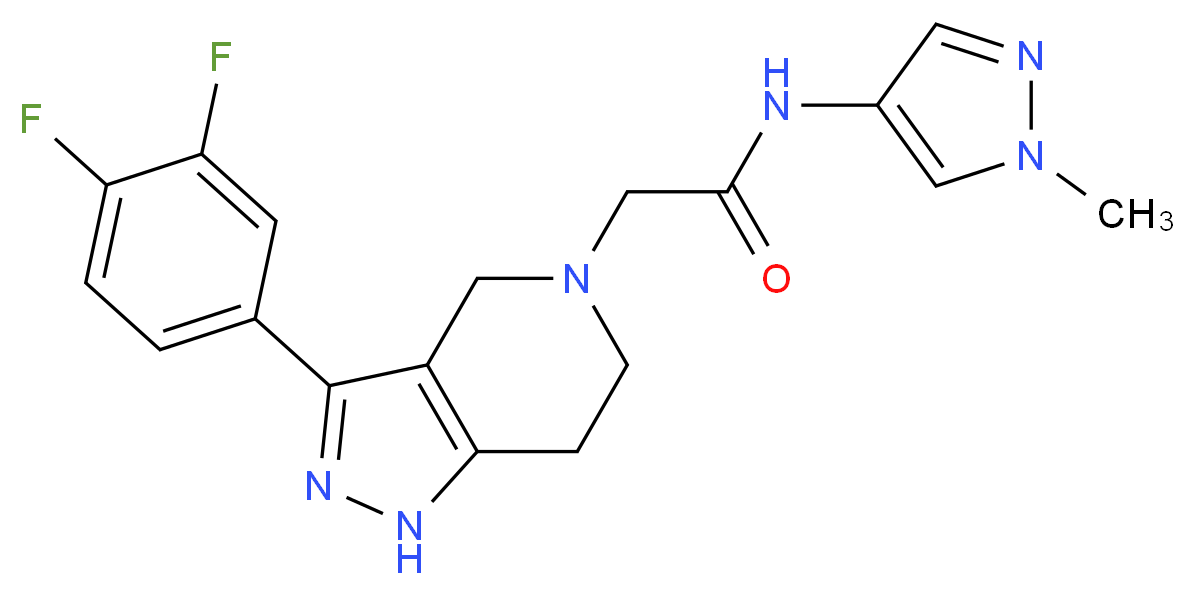 2-[3-(3,4-difluorophenyl)-1,4,6,7-tetrahydro-5H-pyrazolo[4,3-c]pyridin-5-yl]-N-(1-methyl-1H-pyrazol-4-yl)acetamide_分子结构_CAS_)