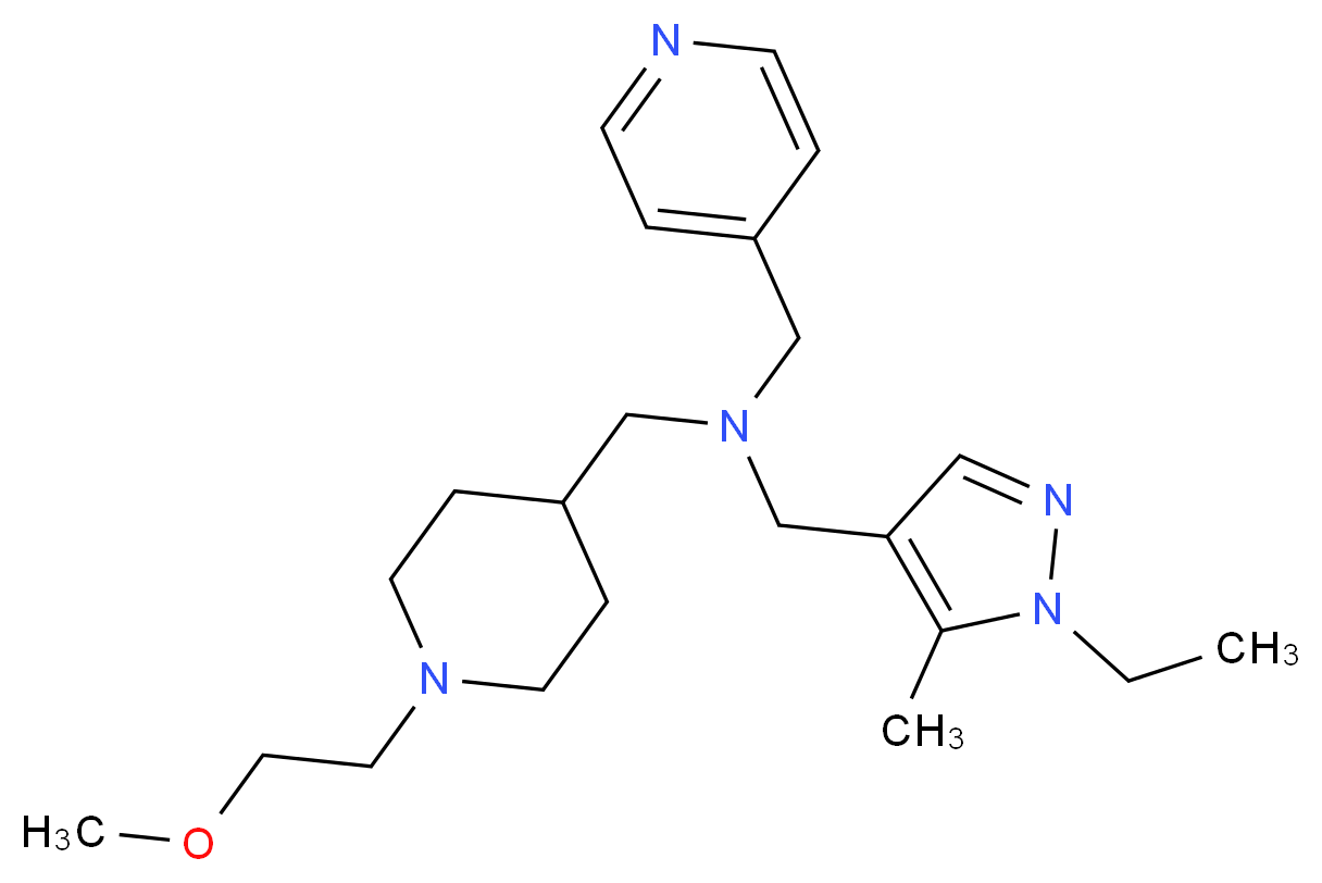 1-(1-ethyl-5-methyl-1H-pyrazol-4-yl)-N-{[1-(2-methoxyethyl)-4-piperidinyl]methyl}-N-(4-pyridinylmethyl)methanamine_分子结构_CAS_)