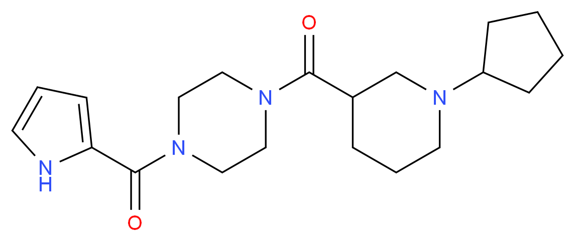 1-[(1-cyclopentyl-3-piperidinyl)carbonyl]-4-(1H-pyrrol-2-ylcarbonyl)piperazine_分子结构_CAS_)