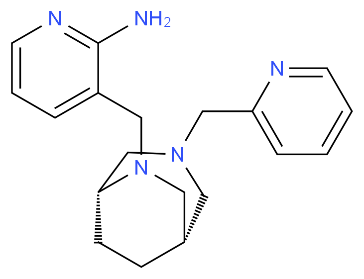 3-{[(1S*,5R*)-3-(pyridin-2-ylmethyl)-3,6-diazabicyclo[3.2.2]non-6-yl]methyl}pyridin-2-amine_分子结构_CAS_)
