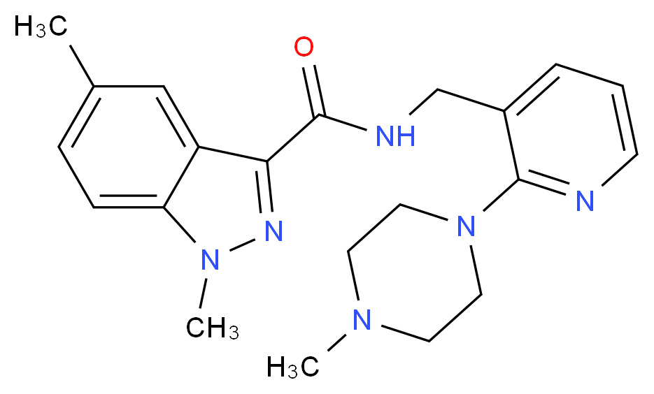 1,5-dimethyl-N-{[2-(4-methylpiperazin-1-yl)pyridin-3-yl]methyl}-1H-indazole-3-carboxamide_分子结构_CAS_)