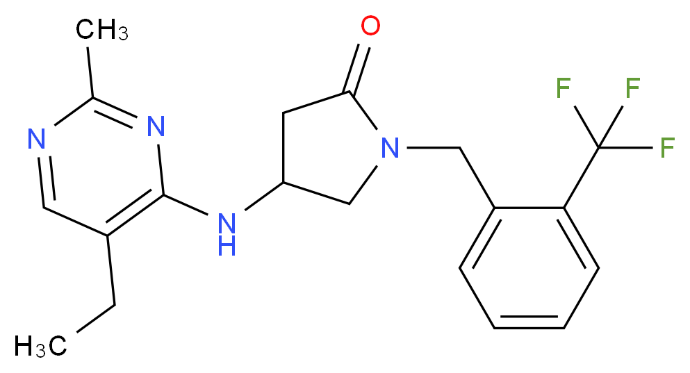 4-[(5-ethyl-2-methylpyrimidin-4-yl)amino]-1-[2-(trifluoromethyl)benzyl]pyrrolidin-2-one_分子结构_CAS_)