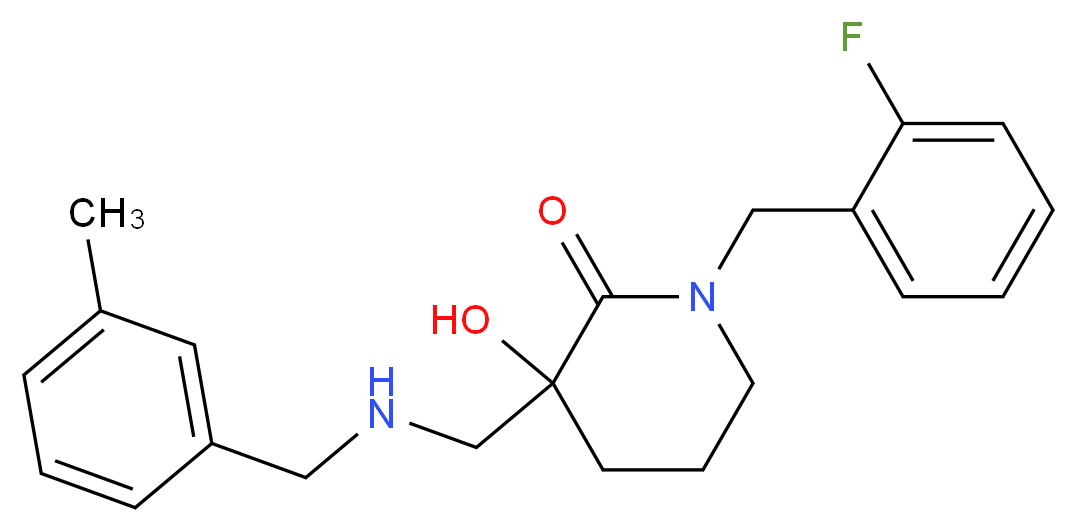 1-(2-fluorobenzyl)-3-hydroxy-3-{[(3-methylbenzyl)amino]methyl}-2-piperidinone_分子结构_CAS_)
