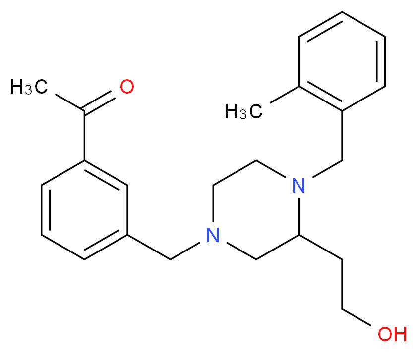 1-(3-{[3-(2-hydroxyethyl)-4-(2-methylbenzyl)-1-piperazinyl]methyl}phenyl)ethanone_分子结构_CAS_)