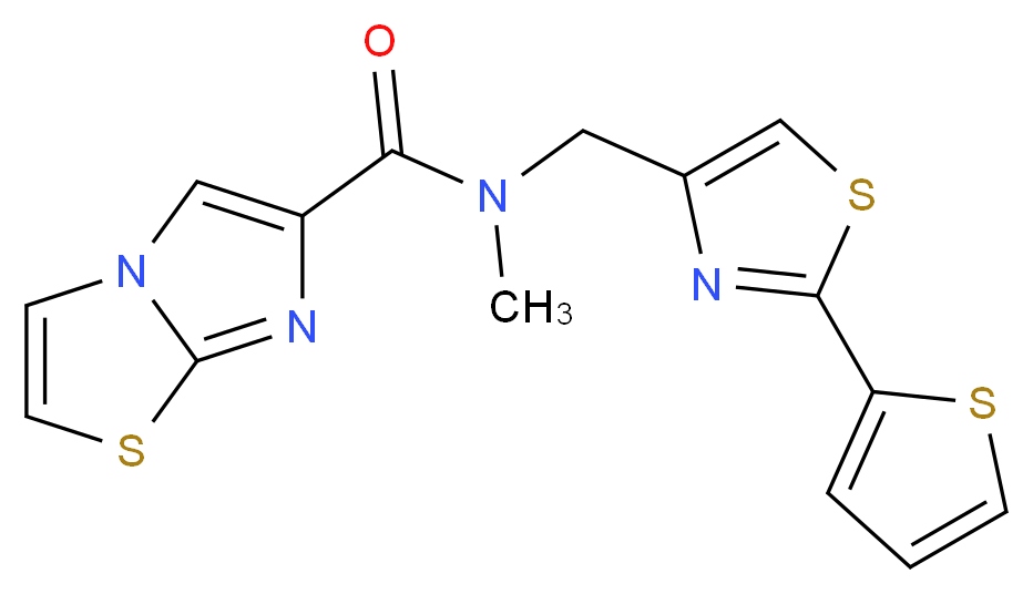 N-methyl-N-{[2-(2-thienyl)-1,3-thiazol-4-yl]methyl}imidazo[2,1-b][1,3]thiazole-6-carboxamide_分子结构_CAS_)
