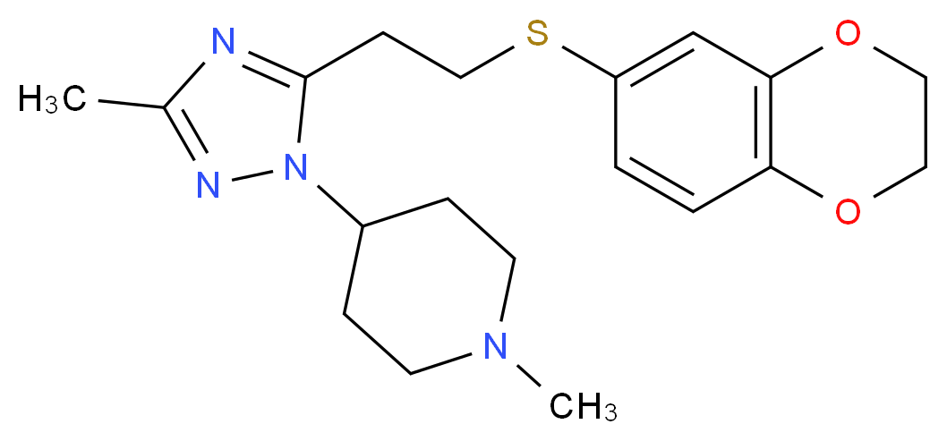 4-{5-[2-(2,3-dihydro-1,4-benzodioxin-6-ylthio)ethyl]-3-methyl-1H-1,2,4-triazol-1-yl}-1-methylpiperidine_分子结构_CAS_)
