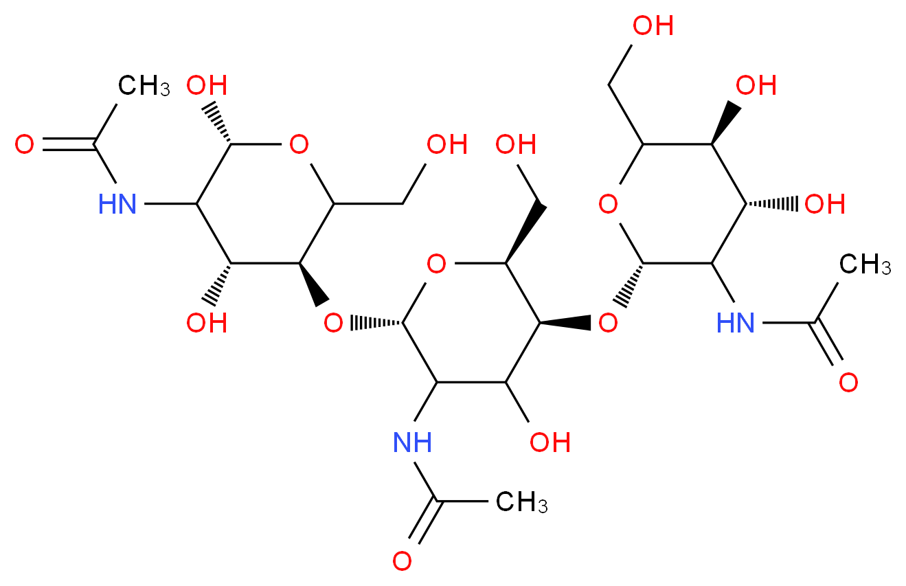 N-((2S,3R,4R,5S,6R)-5-(((2S,3R,4R,5S,6R)-3-acetamido-4,5-dihydroxy-6-(hydroxymethyl)tetrahydro-2H-pyran-2-yl)oxy)-2-(((2R,3S,4R,5R,6R)-5-acetamido-4,6-dihydroxy-2-(hydroxymethyl)tetrahydro-2H-pyran-3-
yl)oxy)-4-hydroxy-6-(hydroxymethyl)tetrahydro-2H-pyran-
3-yl)acetamide_分子结构_CAS_1398-61-4