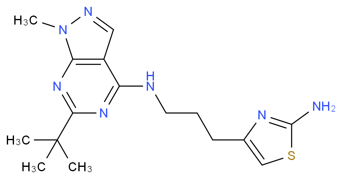N-[3-(2-amino-1,3-thiazol-4-yl)propyl]-6-tert-butyl-1-methyl-1H-pyrazolo[3,4-d]pyrimidin-4-amine_分子结构_CAS_)