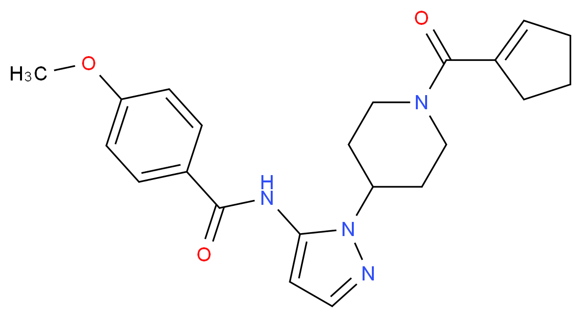 N-{1-[1-(1-cyclopenten-1-ylcarbonyl)-4-piperidinyl]-1H-pyrazol-5-yl}-4-methoxybenzamide_分子结构_CAS_)
