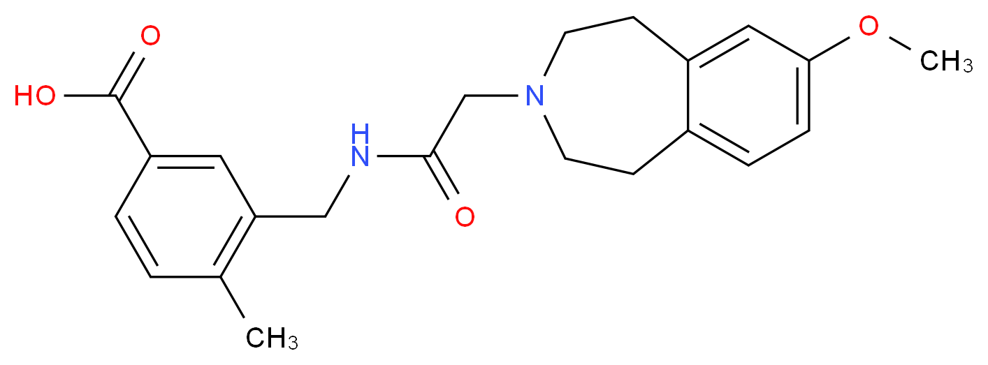 3-({[(7-methoxy-1,2,4,5-tetrahydro-3H-3-benzazepin-3-yl)acetyl]amino}methyl)-4-methylbenzoic acid_分子结构_CAS_)