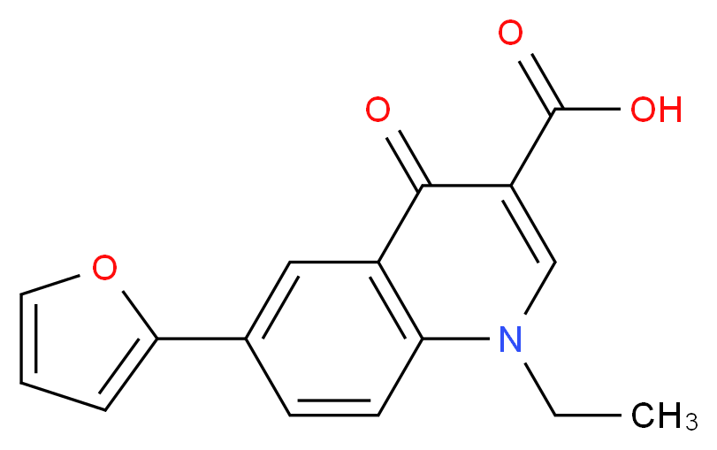 1-ethyl-6-(furan-2-yl)-4-oxo-1,4-dihydroquinoline-3-carboxylic acid_分子结构_CAS_102269-27-2