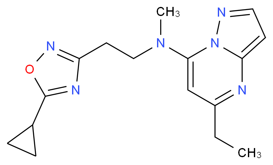 N-[2-(5-cyclopropyl-1,2,4-oxadiazol-3-yl)ethyl]-5-ethyl-N-methylpyrazolo[1,5-a]pyrimidin-7-amine_分子结构_CAS_)