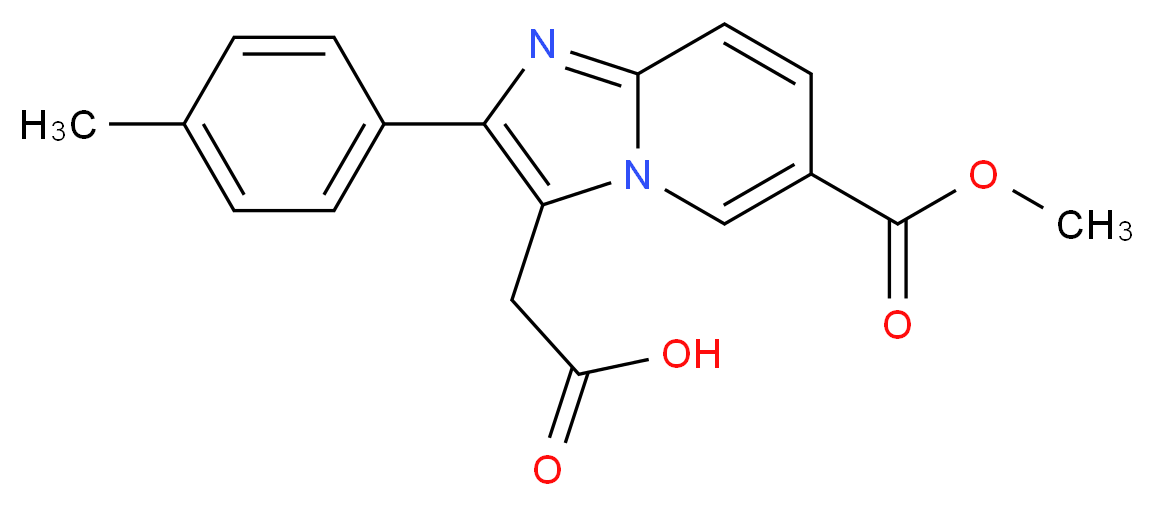 2-[6-(methoxycarbonyl)-2-(4-methylphenyl)imidazo[1,2-a]pyridin-3-yl]acetic acid_分子结构_CAS_917252-80-3