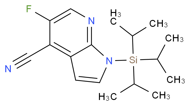 5-Fluoro-1-(triisopropylsilyl)-1H-pyrrolo[2,3-b]pyridine-4-carbonitrile_分子结构_CAS_1228666-58-7)