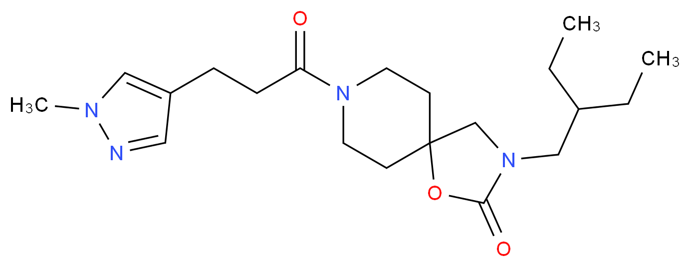 3-(2-ethylbutyl)-8-[3-(1-methyl-1H-pyrazol-4-yl)propanoyl]-1-oxa-3,8-diazaspiro[4.5]decan-2-one_分子结构_CAS_)