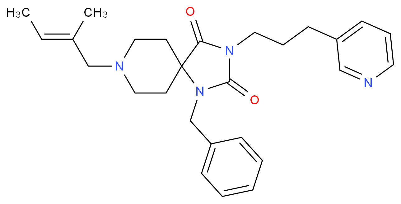 1-benzyl-8-[(2E)-2-methyl-2-buten-1-yl]-3-[3-(3-pyridinyl)propyl]-1,3,8-triazaspiro[4.5]decane-2,4-dione_分子结构_CAS_)