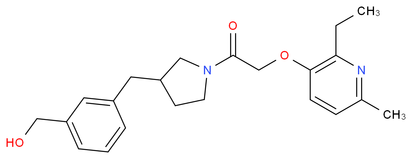 {3-[(1-{[(2-ethyl-6-methylpyridin-3-yl)oxy]acetyl}pyrrolidin-3-yl)methyl]phenyl}methanol_分子结构_CAS_)