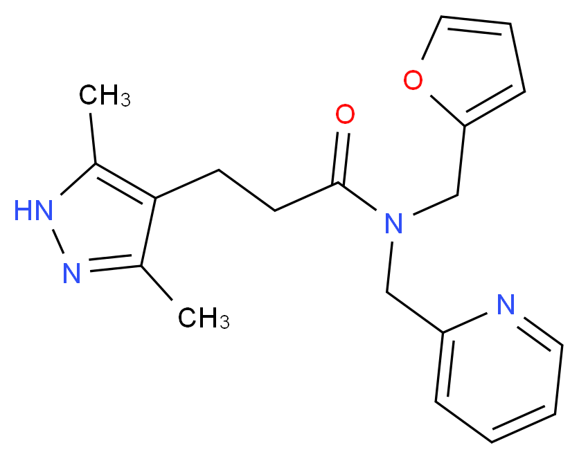 3-(3,5-dimethyl-1H-pyrazol-4-yl)-N-(2-furylmethyl)-N-(pyridin-2-ylmethyl)propanamide_分子结构_CAS_)