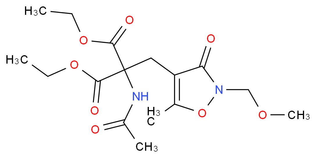 1,3-diethyl 2-acetamido-2-{[2-(methoxymethyl)-5-methyl-3-oxo-2,3-dihydro-1,2-oxazol-4-yl]methyl}propanedioate_分子结构_CAS_127020-33-1