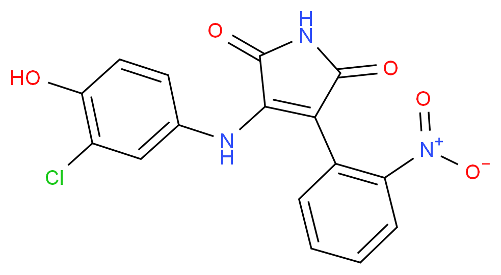3-[(3-chloro-4-hydroxyphenyl)amino]-4-(2-nitrophenyl)-2,5-dihydro-1H-pyrrole-2,5-dione_分子结构_CAS_264218-23-7