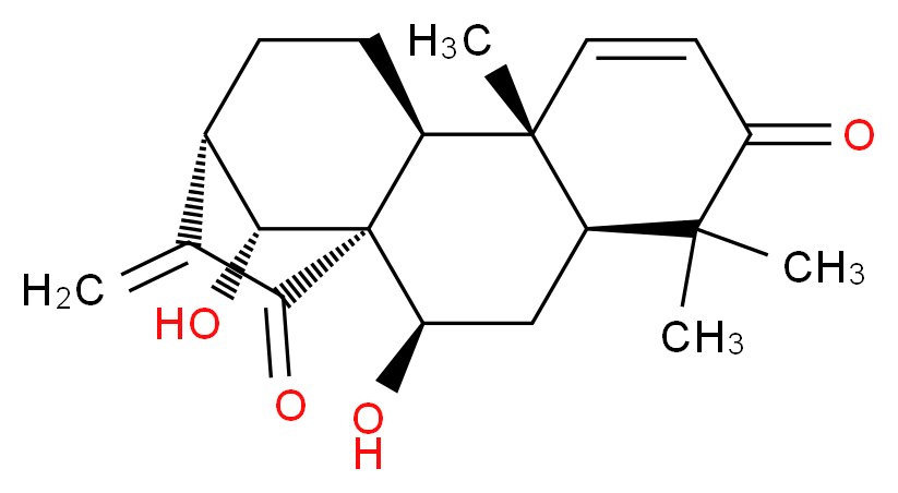 (1R,2R,4S,9R,10S,13S,16R)-2,16-dihydroxy-5,5,9-trimethyl-14-methylidenetetracyclo[11.2.1.0<sup>1</sup>,<sup>1</sup><sup>0</sup>.0<sup>4</sup>,<sup>9</sup>]hexadec-7-ene-6,15-dione_分子结构_CAS_122717-54-8