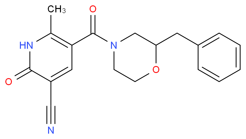 5-[(2-benzyl-4-morpholinyl)carbonyl]-6-methyl-2-oxo-1,2-dihydro-3-pyridinecarbonitrile_分子结构_CAS_)
