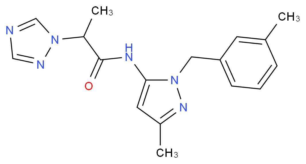N-[3-methyl-1-(3-methylbenzyl)-1H-pyrazol-5-yl]-2-(1H-1,2,4-triazol-1-yl)propanamide_分子结构_CAS_)