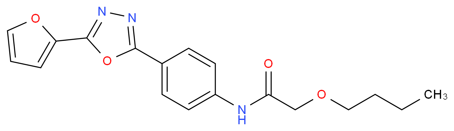 2-butoxy-N-{4-[5-(2-furyl)-1,3,4-oxadiazol-2-yl]phenyl}acetamide_分子结构_CAS_)