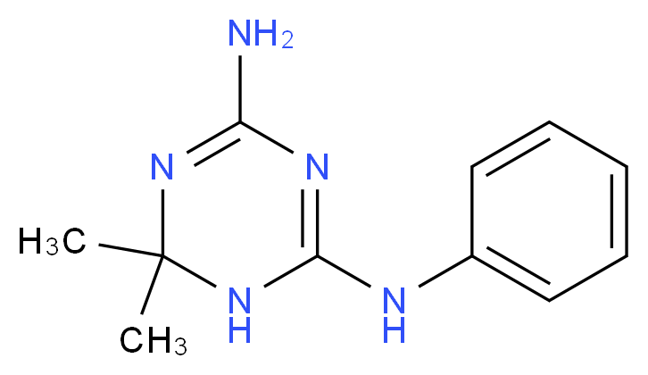 6,6-dimethyl-2-N-phenyl-1,6-dihydro-1,3,5-triazine-2,4-diamine_分子结构_CAS_5405-66-3